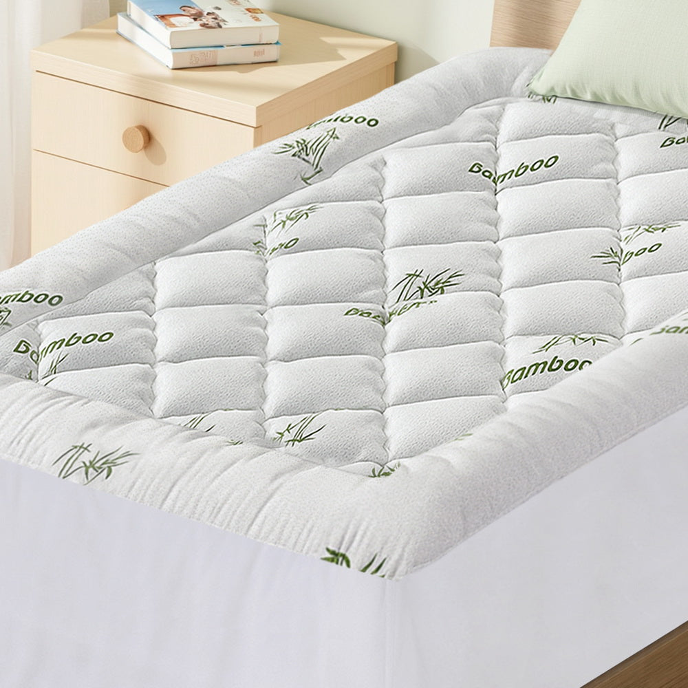 Giselle Bedding 5cm Bamboo Pillowtop Mattress Topper — King Single, 1000GSM — Allure Home Collections