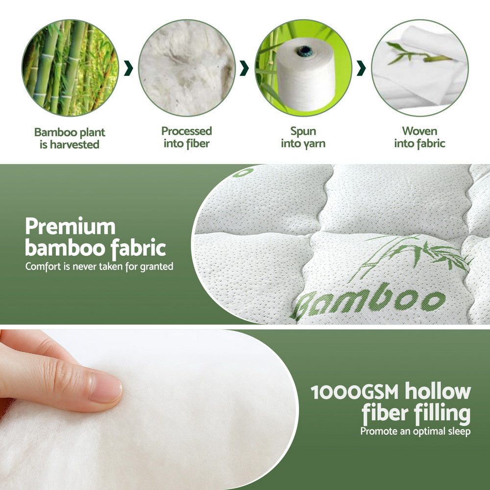 Giselle Bedding 5cm Bamboo Pillowtop Mattress Topper — Single, Hypoallergenic — Allure Home Collections