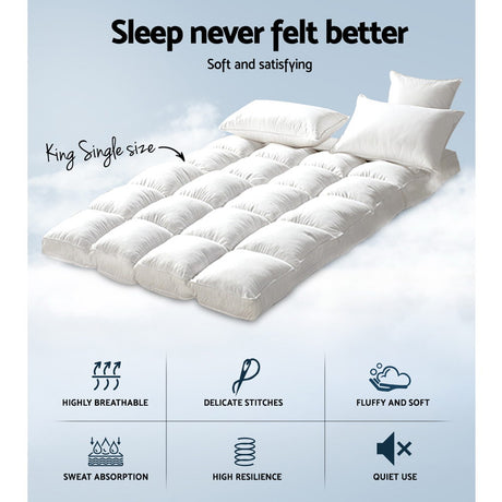 Giselle Bedding 1000GSM Bamboo Pillowtop Mattress Topper — King Single — Allure Home Collections
