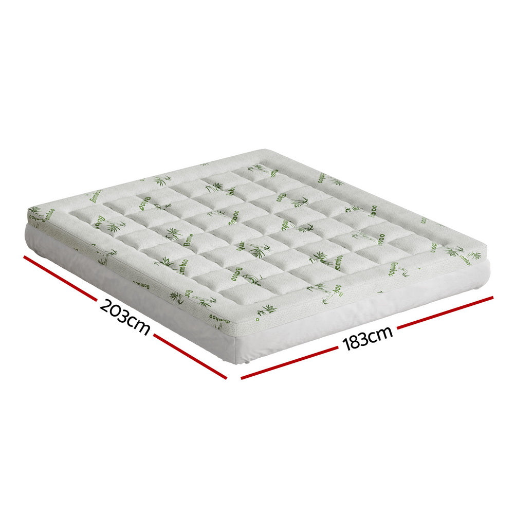 Giselle Bedding 7.5cm Bamboo Pillowtop Mattress Topper — 3D Wave Quilted, Anti-Allergy — Allure Home Collections