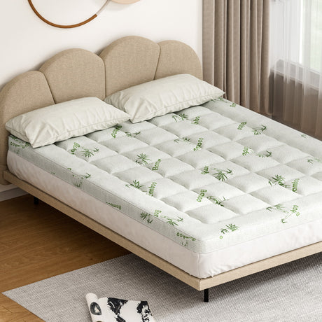Giselle Bedding 7.5cm Bamboo Pillowtop Mattress Topper — 3D Wave Quilted, Anti-Allergy — Allure Home Collections