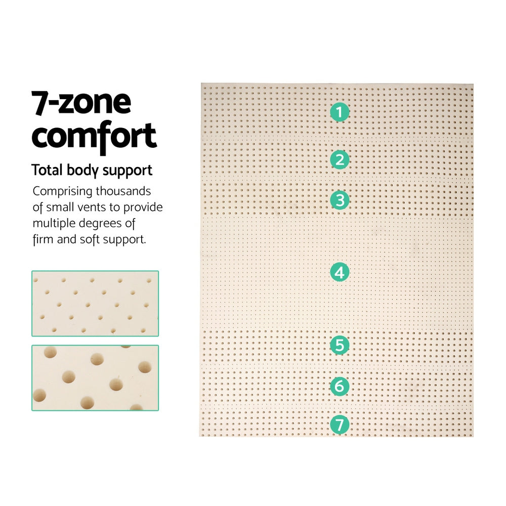 7 Zone Latex Mattress Topper, 7.5cm Queen