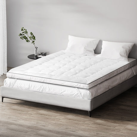 Giselle Bedding Premium Pillowtop Mattress Topper — Baffle Box, Corner Straps — Allure Home Collections