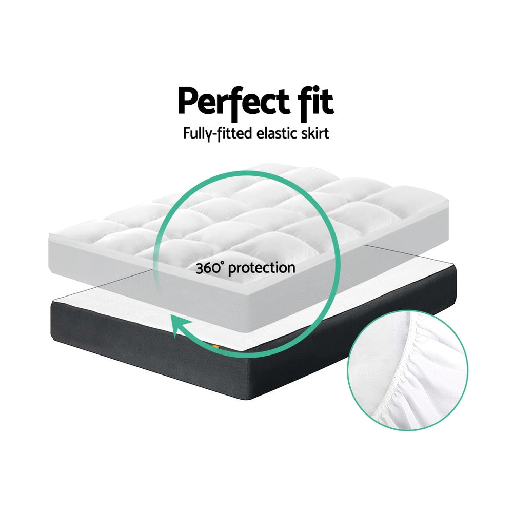 Giselle Bedding Pillowtop Mattress Topper Protector Pad — Single, 1000GSM — Allure Home Collections