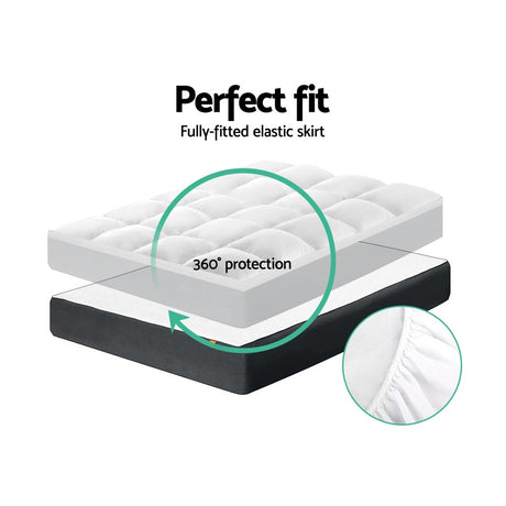 Giselle Bedding Pillowtop Mattress Topper Protector Pad — Single, 1000GSM — Allure Home Collections