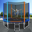 Round 8ft trampoline set with enclosure net, safety pad and ladder