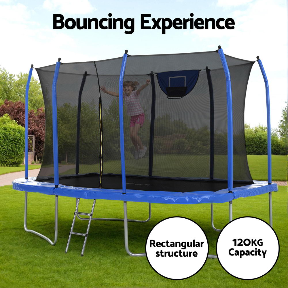 Kinka Rectangle Trampoline with Basketball Set, 12ft