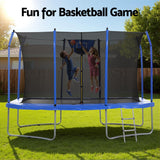 Kinka Rectangle Trampoline with Basketball Set, 12ft