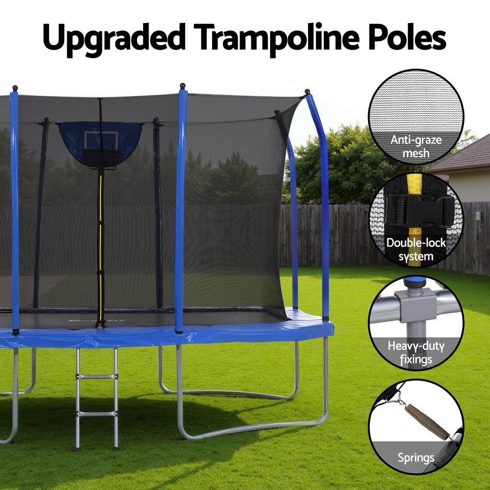 Kinka Rectangle Trampoline with Basketball Set, 12ft