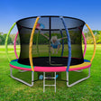 Round 10ft trampoline with full safety enclosure net and ladder