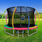 Round 10ft trampoline with full safety enclosure net and ladder