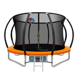 Orange 10ft round trampoline with full enclosure net and ladder