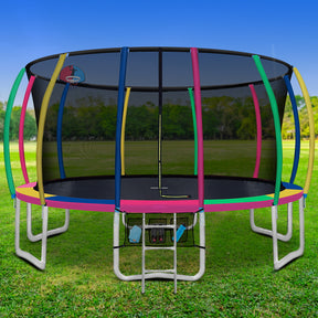 Round 16ft trampoline with full safety enclosure net and ladder