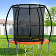 Orange 6ft kids trampoline with safety enclosure net and ladder