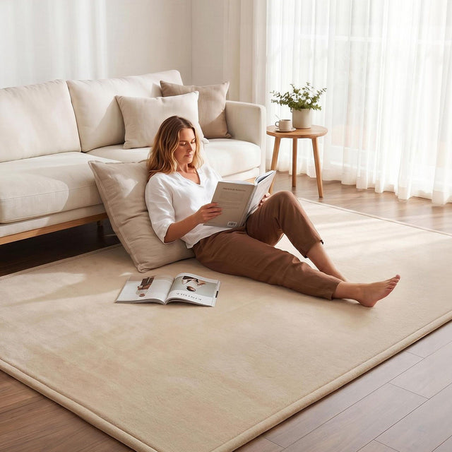 Beige foldable tatami floor mat 150 x 200cm view 1