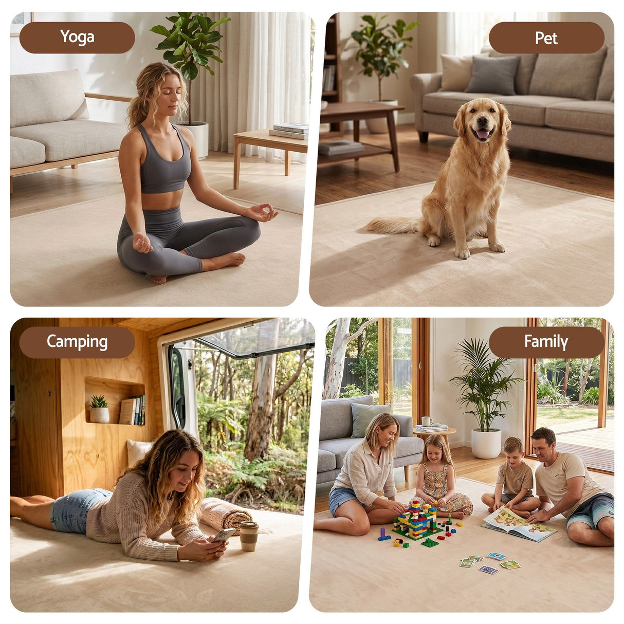Beige foldable tatami floor mat 200 x 200cm view 10