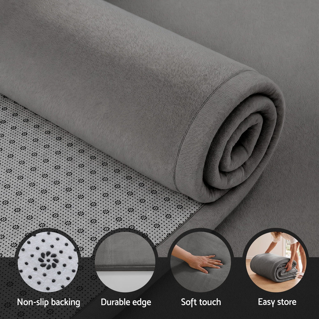Grey foldable tatami floor mat 200 x 200cm view 9