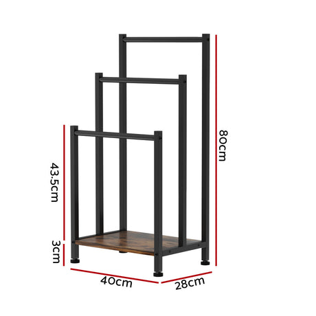 3-Tier Freestanding Towel Rack Rail — Bathroom Organiser and Laundry Drying Bar — Allure Home Collections