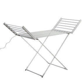 Cabarlah 18 bar electric heated aluminium towel rail freestanding in a laundry