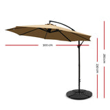 Instahut Cantilever Outdoor Umbrella with Base — UPF 50 Plus, Grey, Charcoal or Black — Allure Home Collections