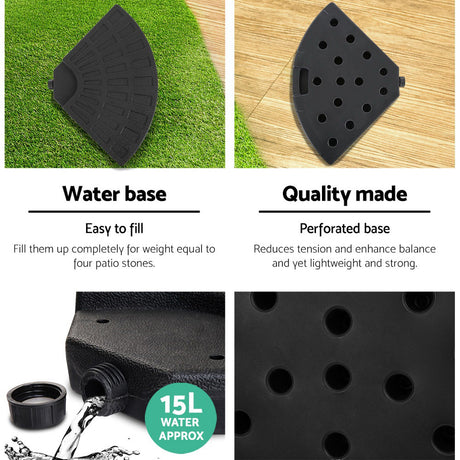 Instahut Cantilever Outdoor Umbrella with Base — UPF 50 Plus, Grey, Charcoal or Black — Allure Home Collections