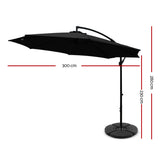 Instahut Cantilever Outdoor Umbrella with Base — UPF 50 Plus, Grey, Charcoal or Black — Allure Home Collections