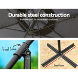 Instahut Cantilever Outdoor Umbrella with Base — UPF 50 Plus, Grey, Charcoal or Black — Allure Home Collections