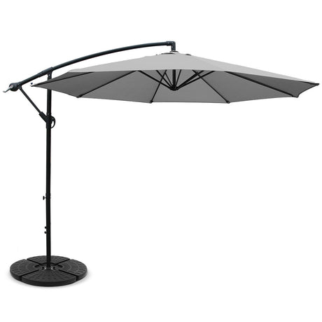 Instahut Cantilever Outdoor Umbrella with Base — UPF 50 Plus, Grey, Charcoal or Black — Allure Home Collections