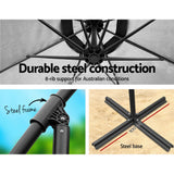 Instahut Cantilever Outdoor Umbrella with Base — UPF 50 Plus, Grey, Charcoal or Black — Allure Home Collections