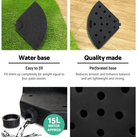 Instahut Cantilever Outdoor Umbrella with Base — UPF 50 Plus, Grey, Charcoal or Black — Allure Home Collections