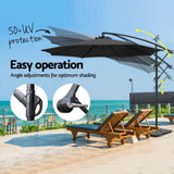 Instahut 3m Cantilever Outdoor Umbrella with Portable Base — UV50 Plus, Multiple Colours — Allure Home Collections