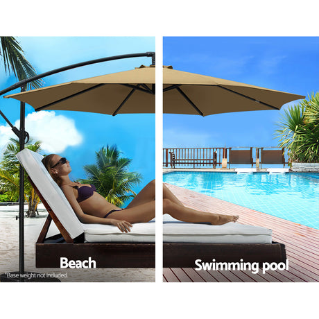 Instahut Cantilever Outdoor Umbrella — UPF 50 Plus, Black, Beige or Grey — Allure Home Collections