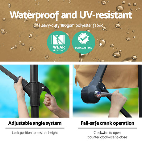 Instahut Cantilever Outdoor Umbrella — UPF 50 Plus, Black, Beige or Grey — Allure Home Collections