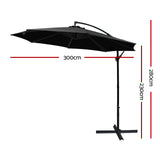 Instahut Cantilever Outdoor Umbrella — UPF 50 Plus, Black, Beige or Grey — Allure Home Collections