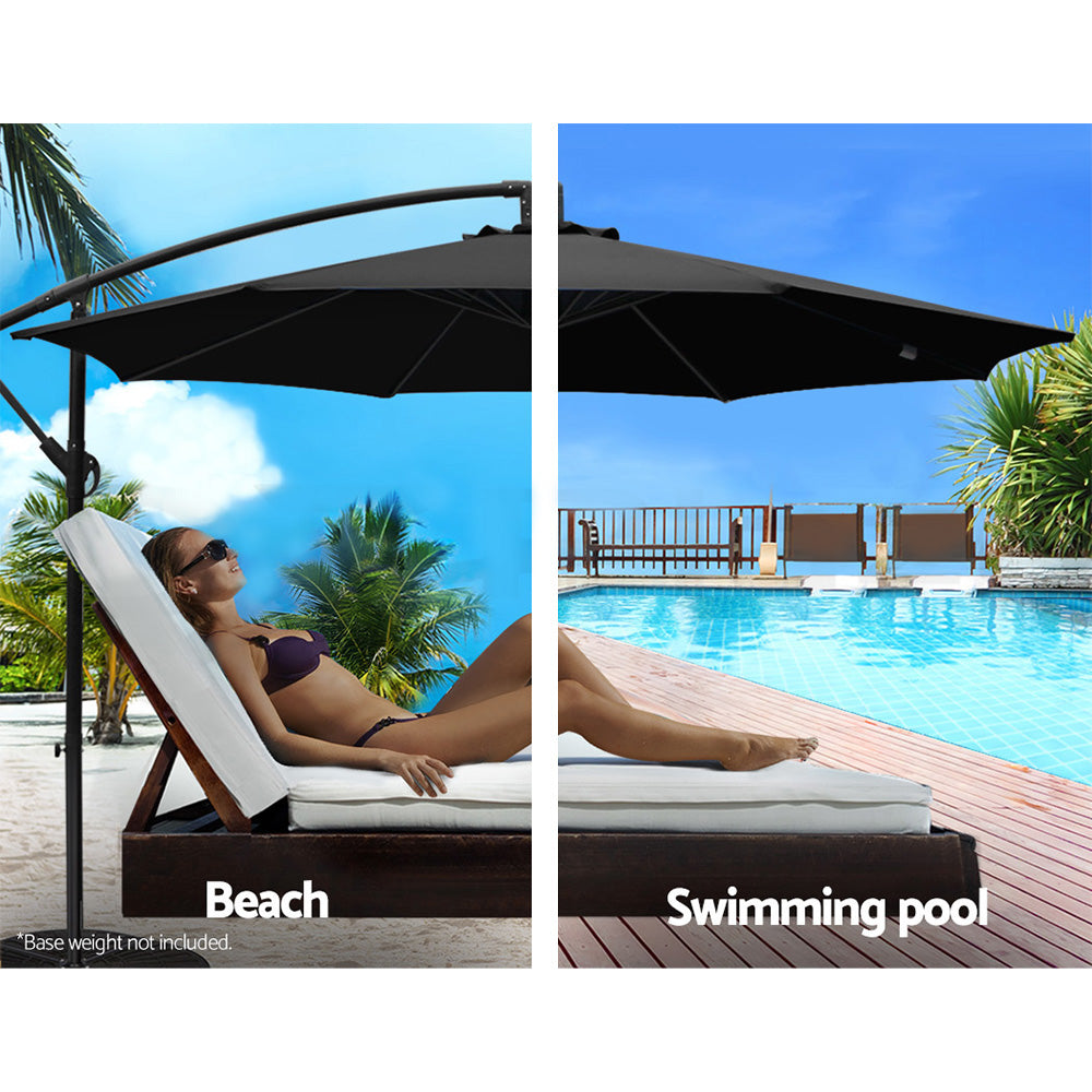 Instahut Cantilever Outdoor Umbrella — UPF 50 Plus, Black, Beige or Grey — Allure Home Collections
