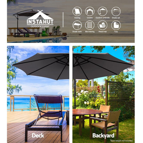 Springbrook 3m Cantilever Outdoor Umbrella, Charcoal