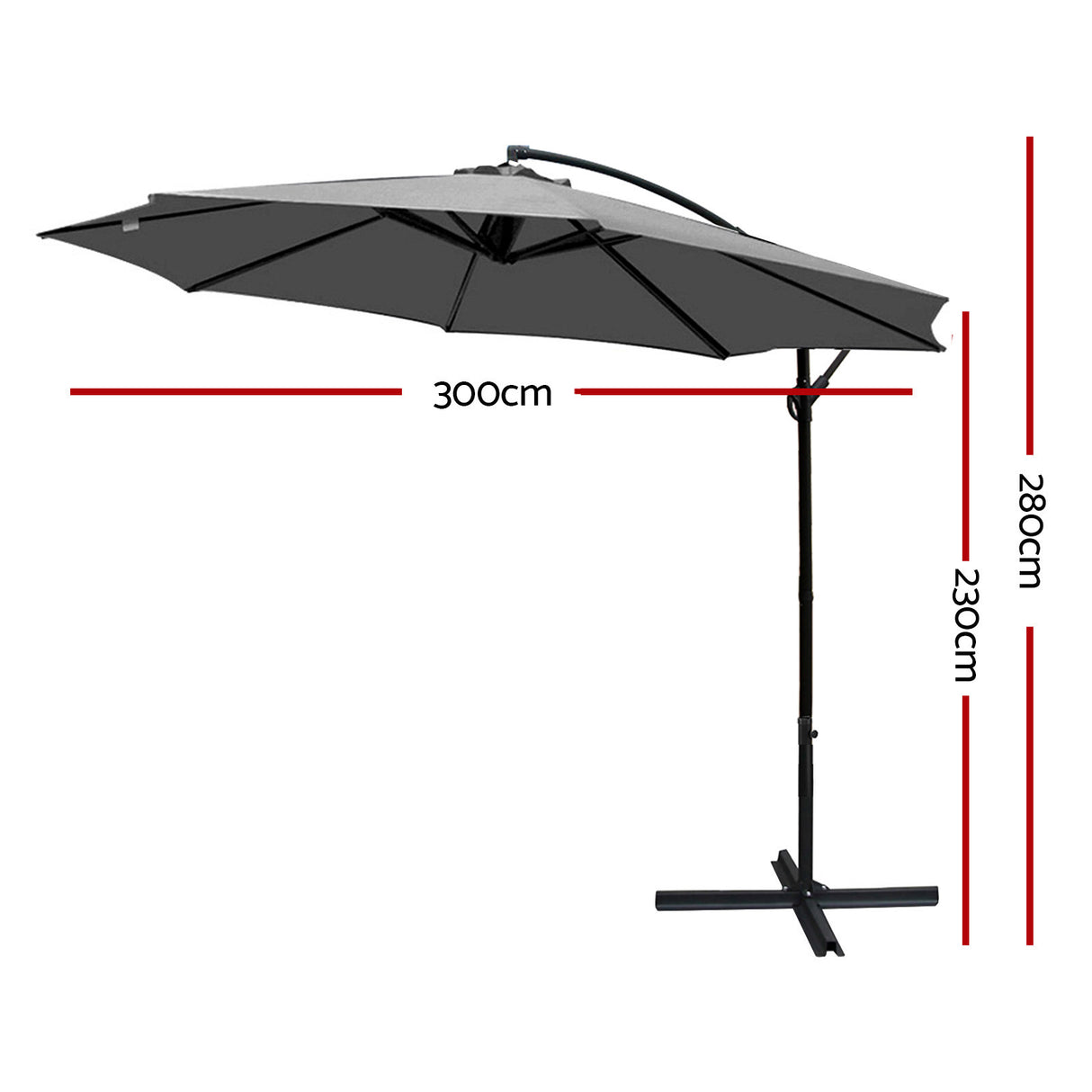 Instahut Cantilever Outdoor Umbrella — UPF 50 Plus, Black, Beige or Grey — Allure Home Collections
