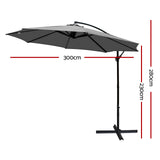Instahut Cantilever Outdoor Umbrella — UPF 50 Plus, Black, Beige or Grey — Allure Home Collections
