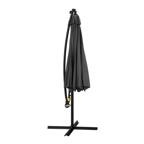 Instahut Cantilever LED Outdoor Umbrella — Solar Powered, UV50 Plus, Charcoal or Navy — Allure Home Collections