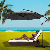 Instahut Cantilever LED Outdoor Umbrella — Solar Powered, UV50 Plus, Charcoal or Navy — Allure Home Collections