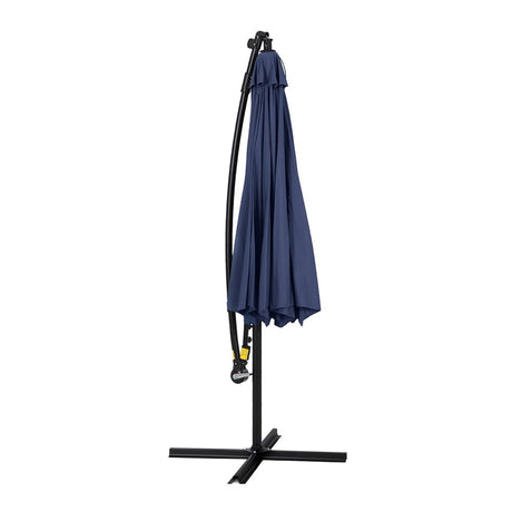 Instahut Cantilever LED Outdoor Umbrella — Solar Powered, UV50 Plus, Charcoal or Navy — Allure Home Collections