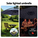 Instahut Cantilever LED Outdoor Umbrella — Solar Powered, UV50 Plus, Charcoal or Navy — Allure Home Collections