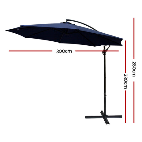 Instahut Cantilever Outdoor Umbrella — UPF 50 Plus, Black, Beige or Grey — Allure Home Collections