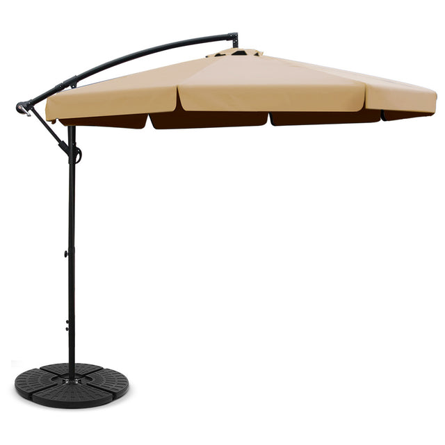 Instahut 3m Cantilever Umbrella with Portable Base — UPF 50 Plus, Beige, Black or Navy — Allure Home Collections