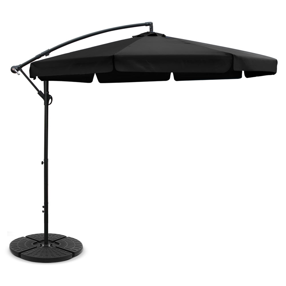 Instahut 3m Cantilever Umbrella with Portable Base — UPF 50 Plus, Beige, Black or Navy — Allure Home Collections