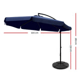 Instahut 3m Cantilever Umbrella with Portable Base — UPF 50 Plus, Beige, Black or Navy — Allure Home Collections