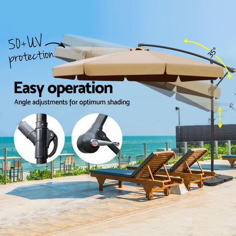 Instahut Cantilever Outdoor Umbrella with Modular Base — UPF50 Plus, Beige, Navy or Black — Allure Home Collections