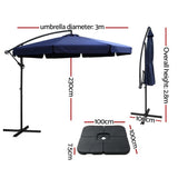 Instahut Cantilever Outdoor Umbrella with Modular Base — UPF50 Plus, Beige, Navy or Black — Allure Home Collections