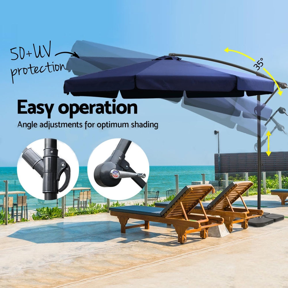 Instahut Cantilever Outdoor Umbrella with Modular Base — UPF50 Plus, Beige, Navy or Black — Allure Home Collections