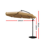 Instahut 3m Cantilever Outdoor Umbrella — UPF 50 Plus, Beige, Black or Navy — Allure Home Collections